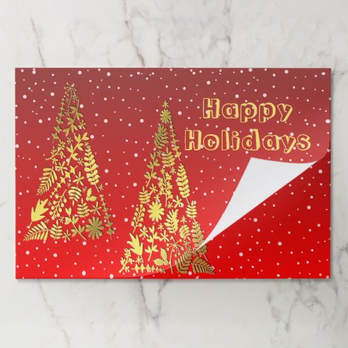Golden Christmas Trees Holiday Tearaway Placemat