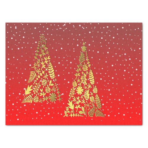 Golden Christmas Trees Holiday Tissue Paper