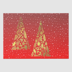Golden Christmas Trees Holiday Tissue Paper