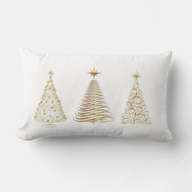 Golden christmas trees lumbar pillow (Front)