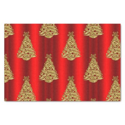Golden Christmas Trees on Red