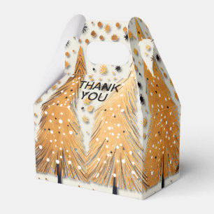 Golden Christmas Trees Shiny Snowflakes Holidays Favor Boxes