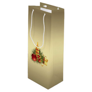 Golden Christmas Wine Gift Bag