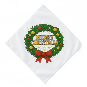 Golden Christmas Wreath – Festive Red Green Gold H Bandana
