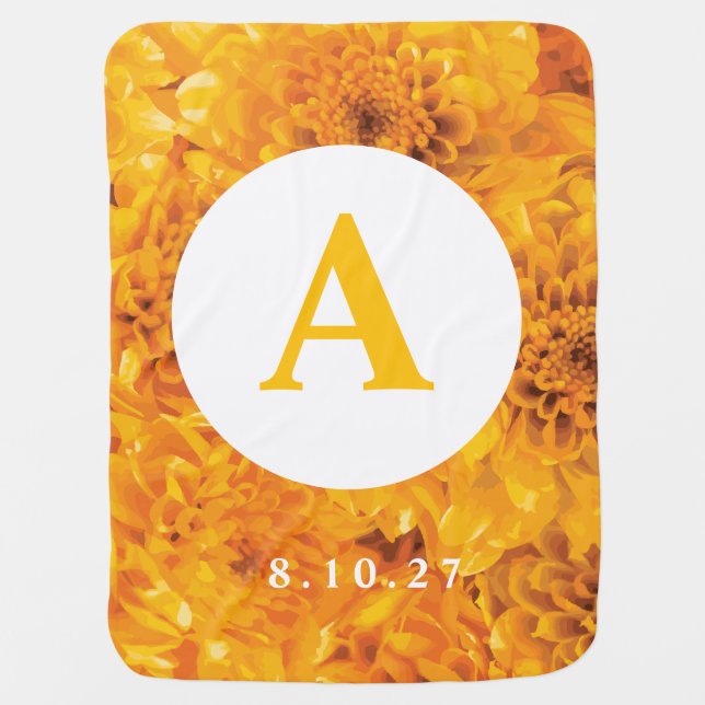 Golden Chrysanthemum Baby Blanket (Front)