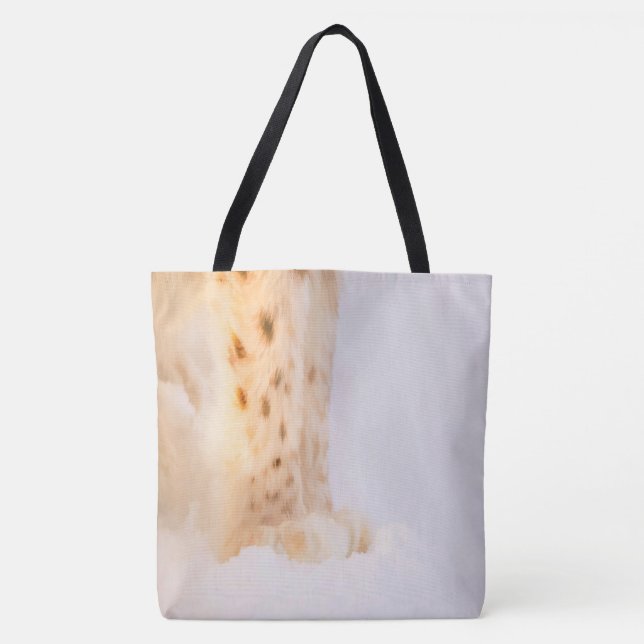 Golden chubby lynx cat paws in white snow tote bag (Front)