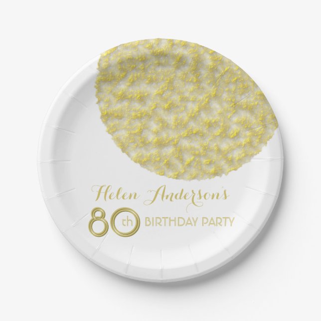 Golden Circle 80th Birthday Party Paper Plates (Front)