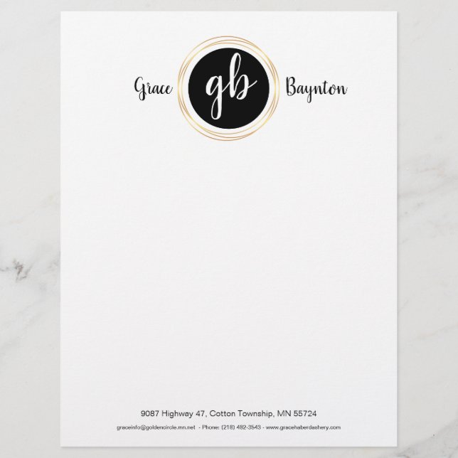 Golden circle, monogram logo letterhead (Front)