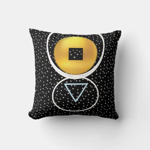 Golden Circle Square Triangle  Stars Throw Pillow