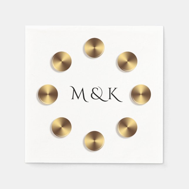 Golden circles design. Monogram. Paper Napkins (Front)