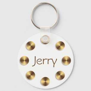 Golden circles design. Name. Keychain