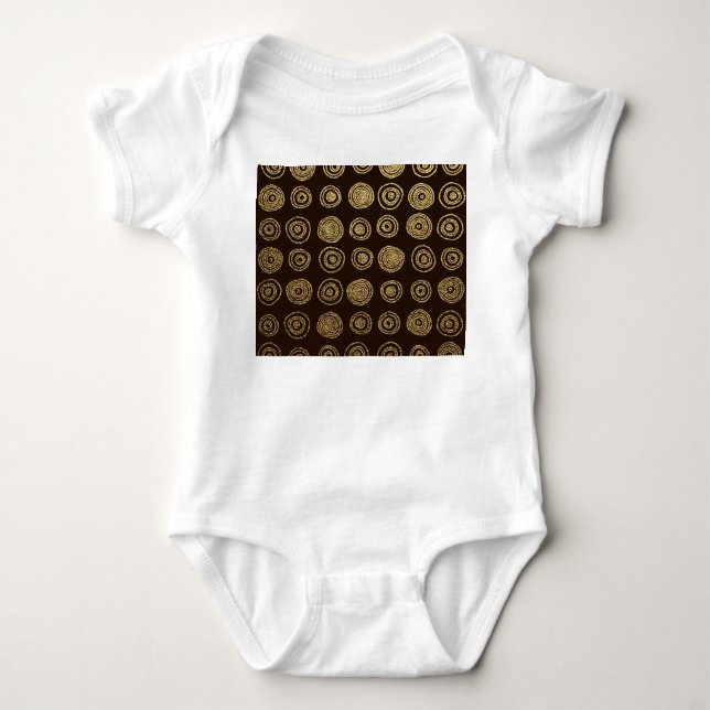 Golden Circles: Hand Drawn Pattern Baby Bodysuit (Front)