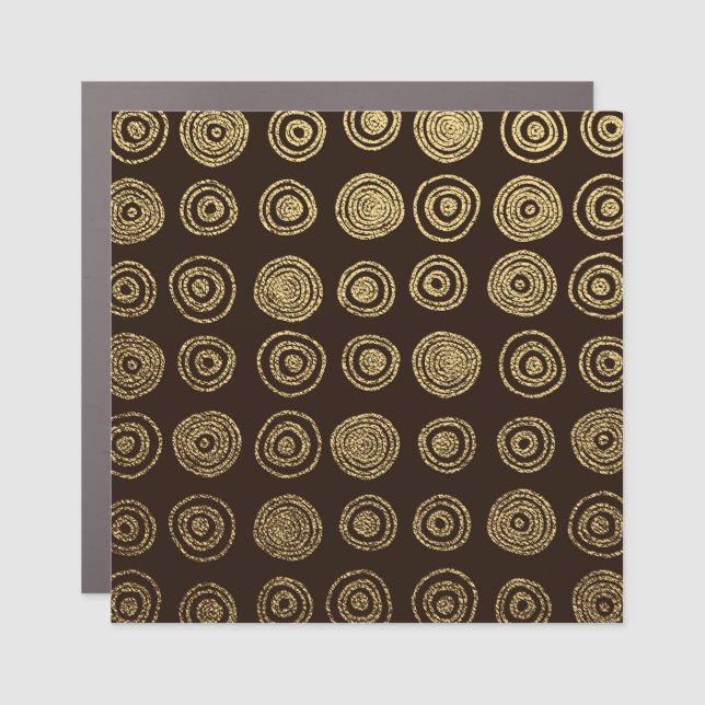 Golden Circles: Hand Drawn Pattern Car Magnet (Front)