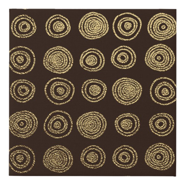 Golden Circles: Hand Drawn Pattern Faux Canvas Print (Front)
