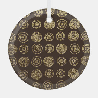 Golden Circles: Hand Drawn Pattern Glass Ornament
