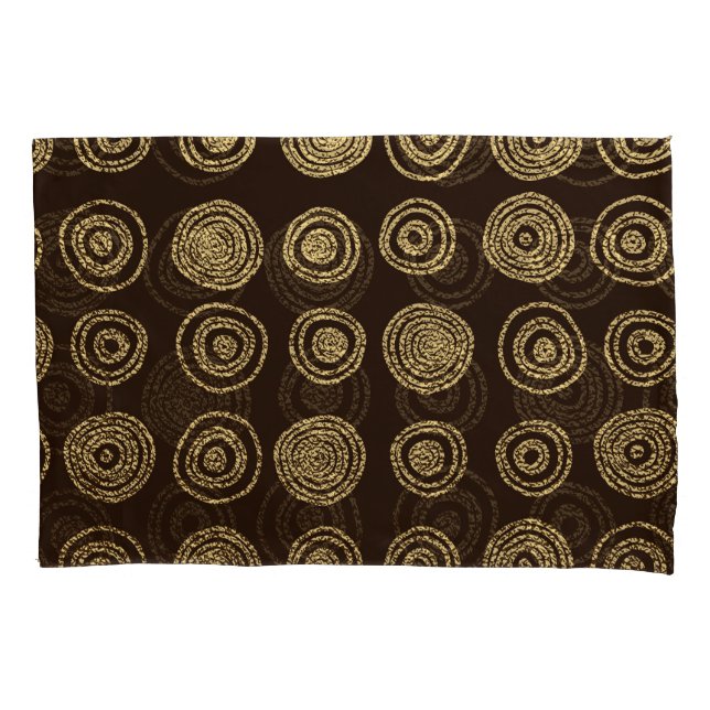 Golden Circles: Hand Drawn Pattern Pillow Case (Front)