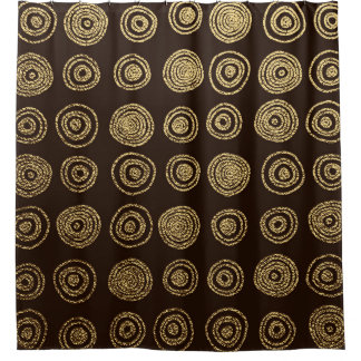 Golden Circles: Hand Drawn Pattern Shower Curtain