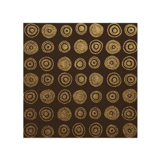 Golden Circles: Hand Drawn Pattern Wood Wall Art