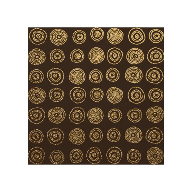 Golden Circles: Hand Drawn Pattern Wood Wall Art (Front)