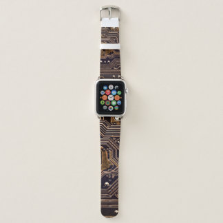 Golden circuit board. Electronic computer hardware Apple Watch Band