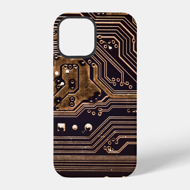 Golden circuit board. Electronic computer hardware Iphone Case (Back)