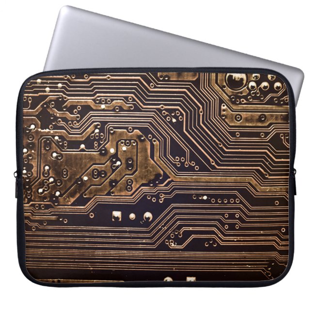 Golden circuit board. Electronic computer hardware Laptop Sleeve (Front)