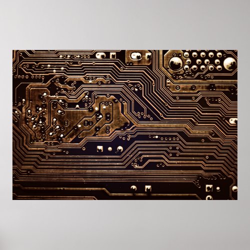 Golden circuit board Electronic computer hardware Poster