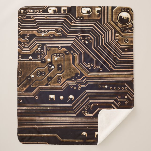 Golden circuit board. Electronic computer hardware Sherpa Blanket (Front)