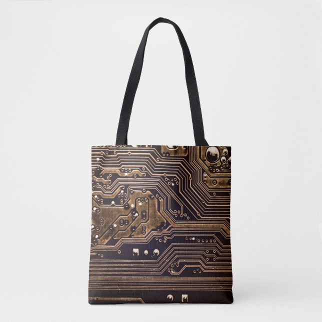Golden circuit board. Electronic computer hardware Tote Bag (Front)
