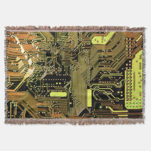 Golden Circuit Board Throw Blanket