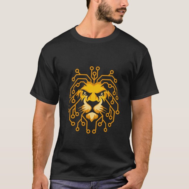 Golden Circuit Lion Graphic T-Shirt (Front)