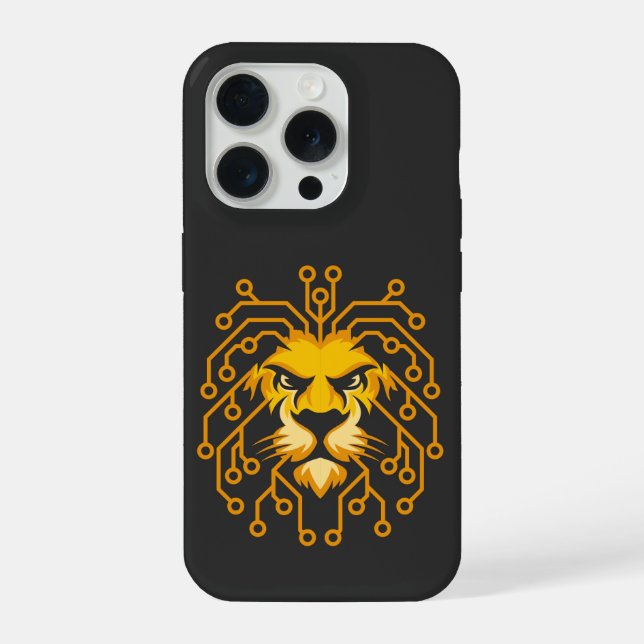 Golden Circuit Lion iPhone 15 Case (Back)