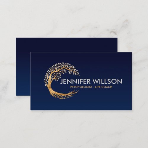 Golden Circular tree with pearl leaves Business Card