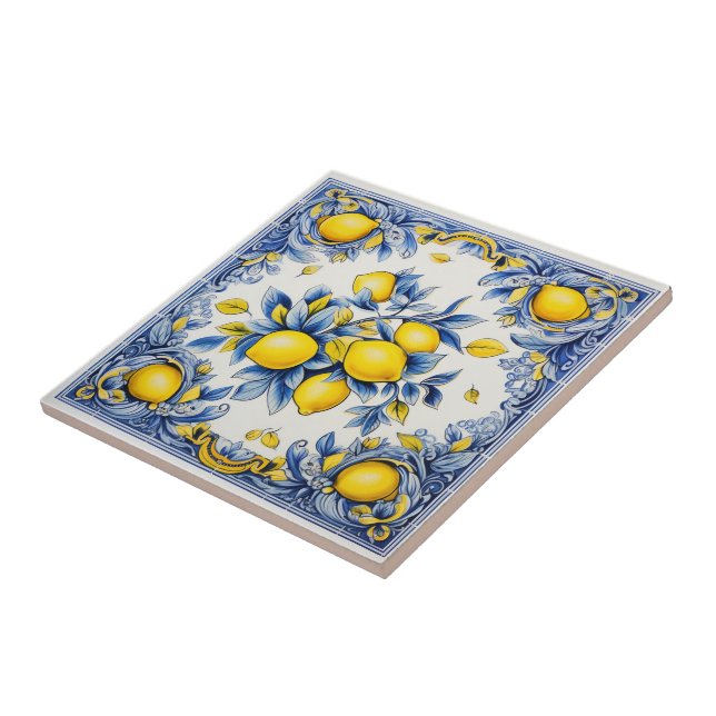 🍋 Golden Citrus Elegance Ceramic Tile (Side)