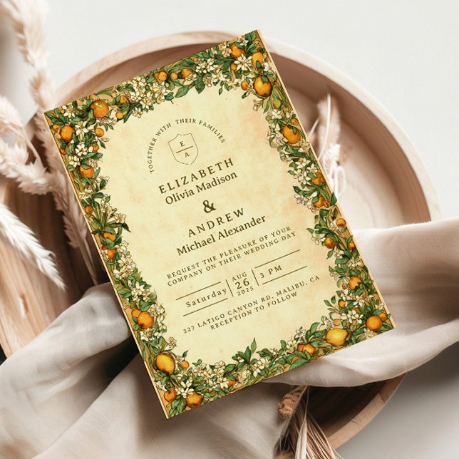 Golden Citrus Garden Wedding Invitation (Creator Uploaded)