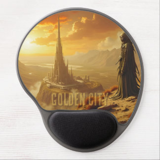 Golden City Futuristic Sci Fi Fantasy Art Gel Mouse Pad