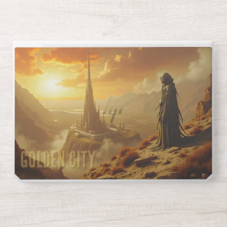 Golden City Futuristic Sci Fi Fantasy Art HP Laptop Skin