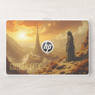 Golden City Futuristic Sci Fi Fantasy Art HP Laptop Skin