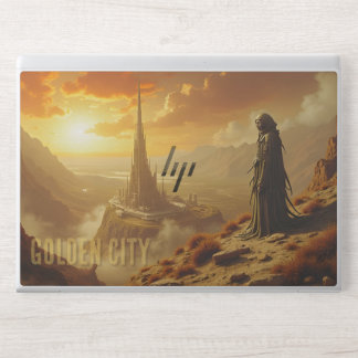 Golden City Futuristic Sci Fi Fantasy Art HP Laptop Skin