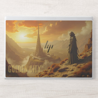 Golden City Futuristic Sci Fi Fantasy Art HP Laptop Skin