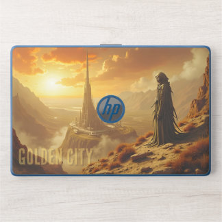 Golden City Futuristic Sci Fi Fantasy Art HP Laptop Skin