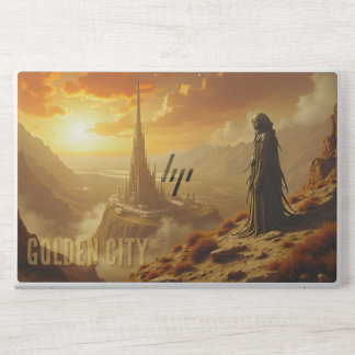Golden City Futuristic Sci Fi Fantasy Art HP Laptop Skin