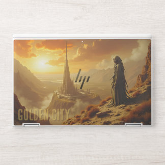 Golden City Futuristic Sci Fi Fantasy Art HP Laptop Skin