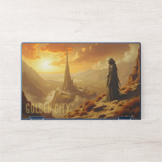 Golden City Futuristic Sci Fi Fantasy Art HP Laptop Skin