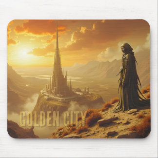 Golden City Futuristic Sci Fi Fantasy Art Mouse Pad