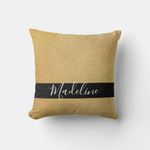 golden Classic Black Sash Custom Name Throw Pillow