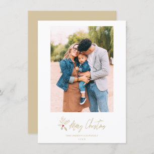 Golden Classic Merry Christmas Custom Photo Holiday Card