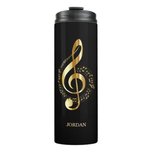 Golden Clef With Notes Thermal Tumbler