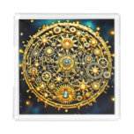 Golden Clockwork Celestial Art Acrylic Tray