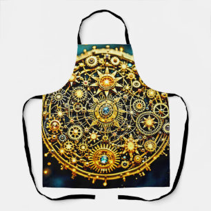 Golden Clockwork Celestial Art Apron